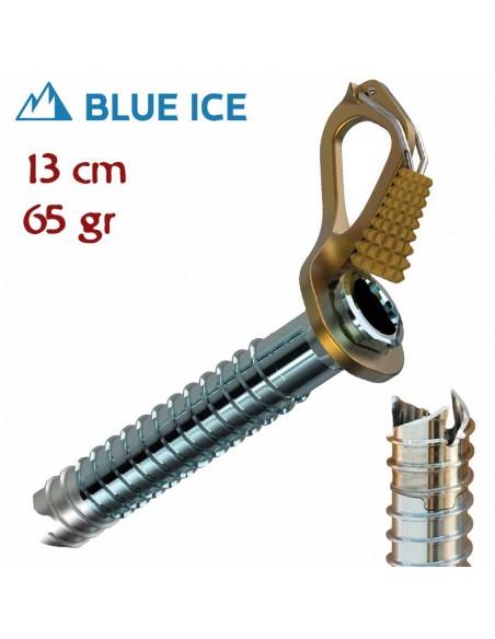 aero lite 13 cm (yellow) - tornillo de hielo ultraligero con manivela - blue ice