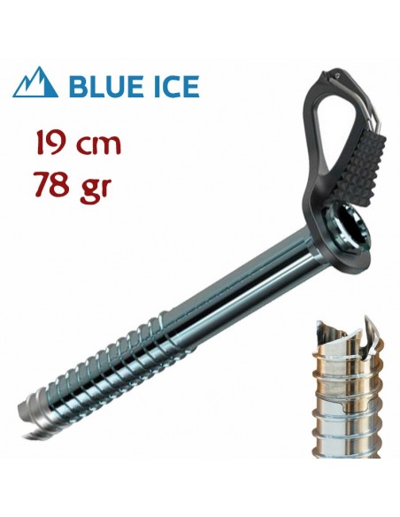 aero lite 19 cm (grey) - tornillo de hielo ultraligero con manivela - blue ice