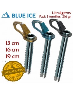 pack 3 aero lite (13, 16 y 19 cm) - tornillos de hielo - blue ice