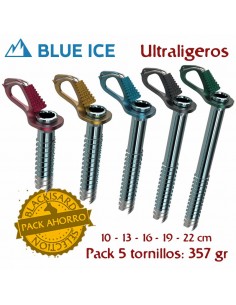 pack aero lite (10,13,16,19 y 22 cm) - tornillos de hielo - blue ice