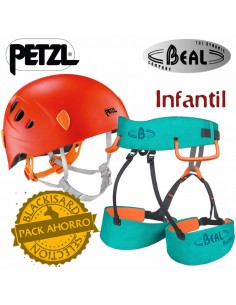arnés rookie + picchu naranja - pack infantil - beal/petzl