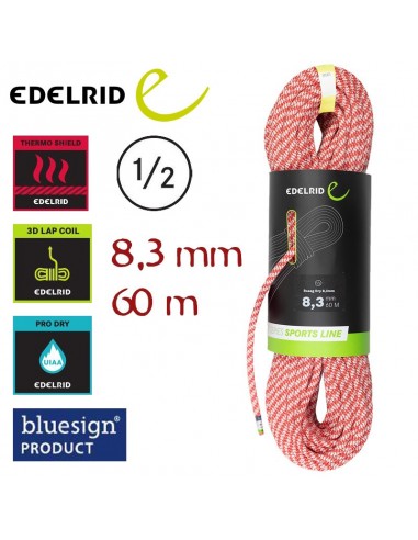 roseg dry 8,3 mm 60 m (roja) - cuerda doble - edelrid