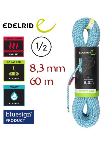roseg dry 8,3 mm 60 m (azul) - cuerda doble - edelrid