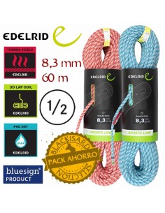pack 2 roseg dry 8,3 mm 60 m - cuerda doble - edelrid