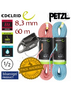 pack 2 cuerdas roseg dry 8,3 mm 60m + reverso - edelrid/petzl