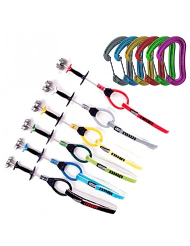 pack alien cams revolution + juego de 6 mosquetones ultraligeros del mismo color - alien cam / edelrid