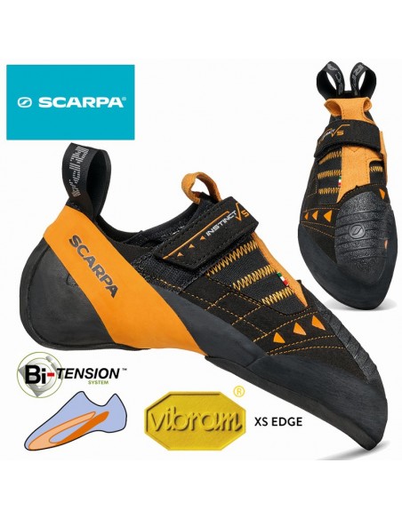 instinct vs (black) - pie de gato agresivo con velcro para hombre - scarpa