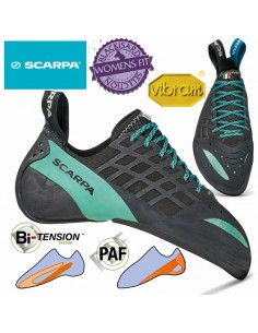 instinct w (black-aqua) - pie de gato agresivo con cordones para mujer - scarpa