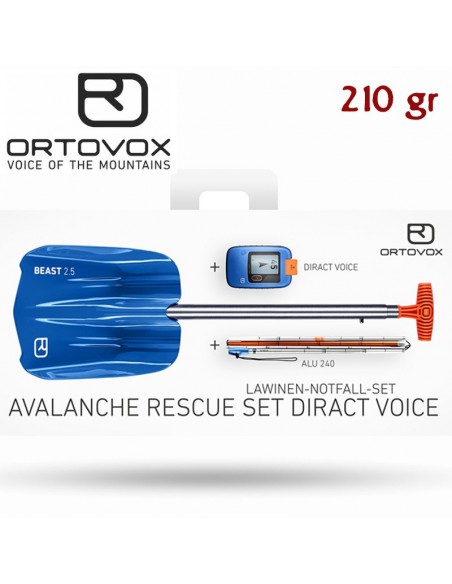 pack avalanche rescue set diract voice - pack arva sonda y pala - ortovox