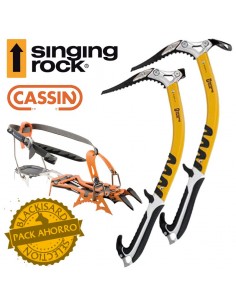 pack piolets bandit (pala y martillo) + crampones blade runner (size 1) - singing rock / cassin