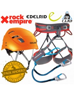 cala del molí - pack ferrata 3 elementos (arnés, casco, disipador)