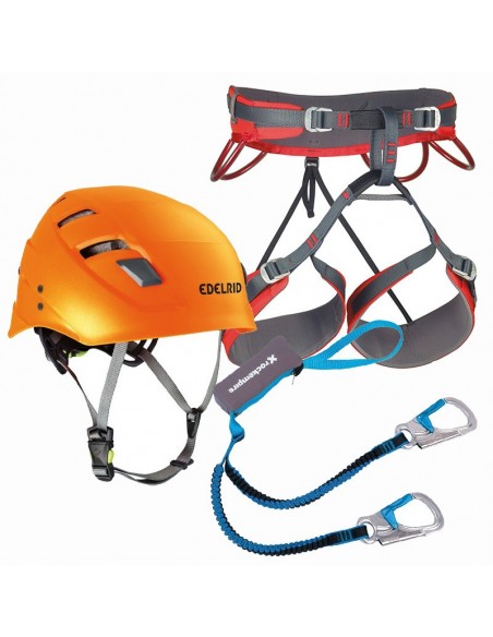 cala del molí - pack ferrata 3 elementos (arnés, casco, disipador)