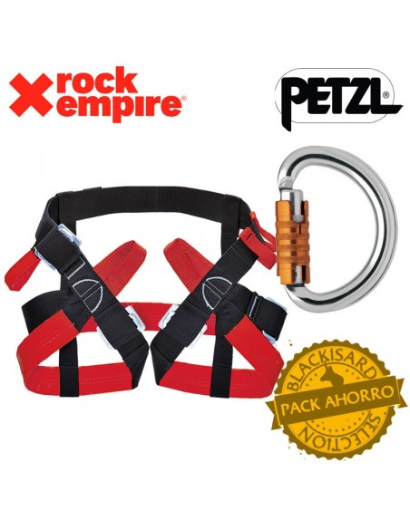 pack arnés speleo de rock empire + omni triactlock de petzl