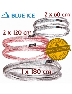 pack 5 mission sling (2x60cm + 2x120cm + 1x180cm) - blue ice