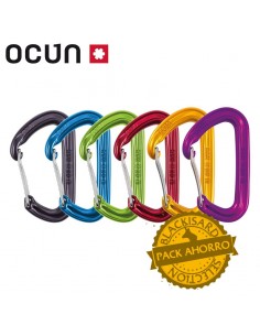 hawk wire 6 pack - pack mosquetones pequeños y ligeros con gatillo de alambre - ocun