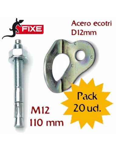 pack 20 plaquetas ecotri d12mm + 20 parabolts m12x90 mm - fixe