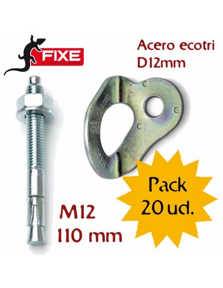 pack 20 plaquetas ecotri d12mm + 20 parabolts m12x90 mm - fixe